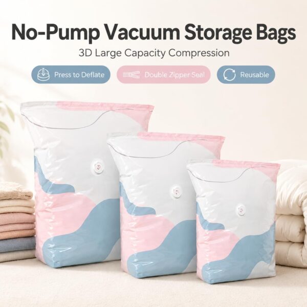3 PACK No-Pump Vacuum Storage Bags-Free Shipping