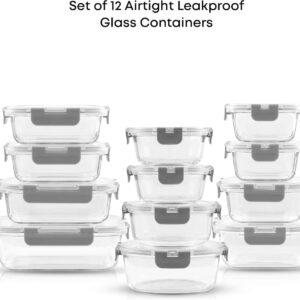 24pc Borosilicate Glass Storage Containers with Lids