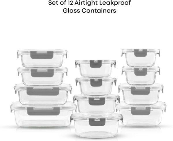 24pc Borosilicate Glass Storage Containers with Lids