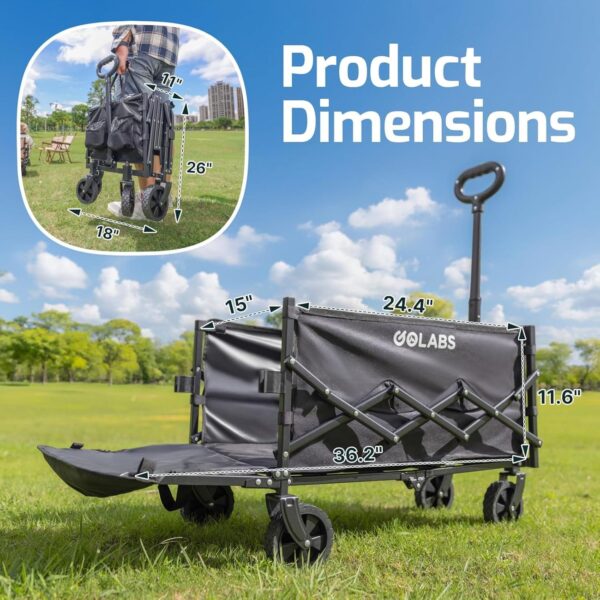Collapsible Wagon Cart Max 350lb Load & Expandable Storage 100L