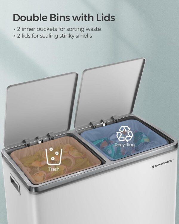 Trash Can 2 x 8 Gallon (2 x 30 L) Garbage Can for Kitchen-Free Shipping