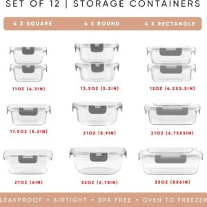 24pc Borosilicate Glass Storage Containers with Lids