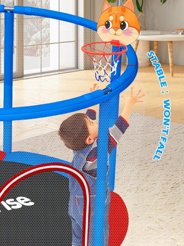 55IN 6FT Indoor&Outdoor with Enclosure Trampoline for Kids Gift (Blue / Red – 55IN – 6-in-1)